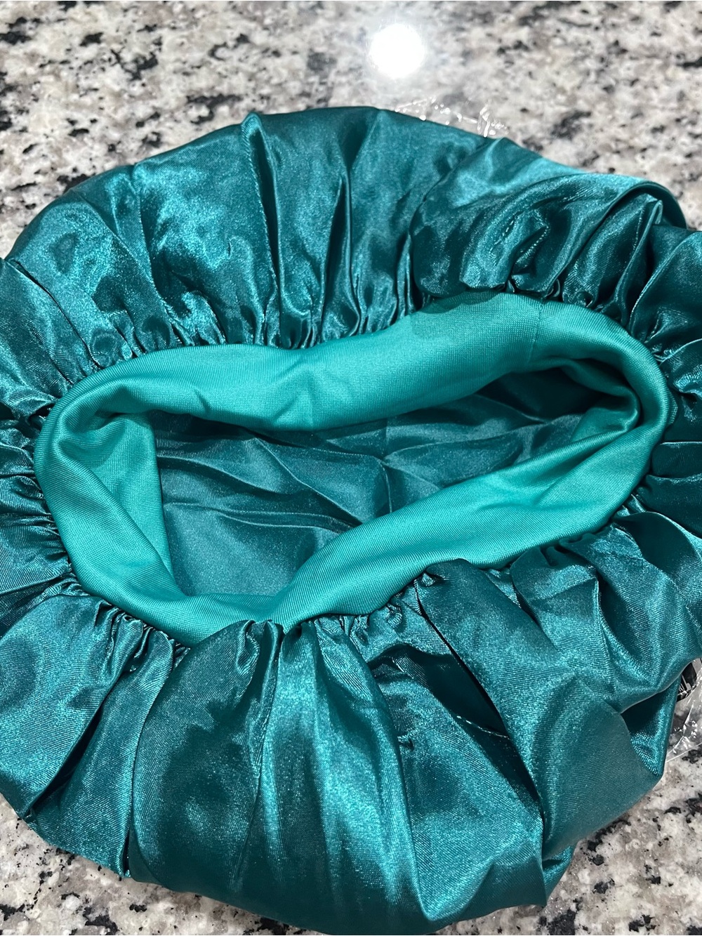 Satin Sleep Bonnet  - Emerald Green - Picture 2 of 8